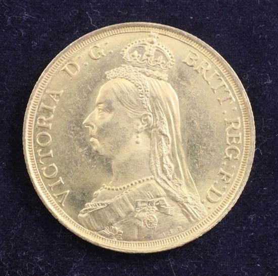 A Victoria Jubilee gold two pounds, 1887,